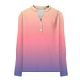 thumbnail image 6 of ManxiVoo Women's Ombre Long Sleeve Button Down Shirt Casual Comfort Fit Gradient Color Stylish Blouse Versatile Tops for Women XXXL Size Pink, 6 of 6