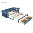 thumbnail image 2 of Harper & Bright Designs Wood Full Daybed with Pop Up Trundle & Hydraulic Side Table, Full Size Daybed with Storage Drawers & Removable Desk, Blue, 2 of 17