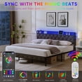 thumbnail image 2 of Bed Frame with Storage Headboard, LED Bed Frame, Upholstered Platform Bed Frame with LED Lights & Charging Station, No Box Spring Needed, Easy Assembly, Noise Free, 2 of 6