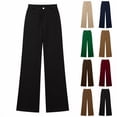 thumbnail image 4 of Tisuna Stylish Trousers For Women Solid Color Zipper Botton Straight Leg Pants Fashion Comfortable Ladies Female All Season Wear Casual Pants Green Size S, 4 of 5