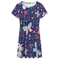 thumbnail image 3 of Butterfly Flower Purple Dress Summer Street Style Dresses Female Short Sleeve Printed Sundress, 3 of 7