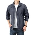 thumbnail image 2 of Men's Lightweight Windbreaker Jacket with Stand Collar and Zippered Pockets Featuring Full Zip Design Dark Gray XXL, 2 of 9