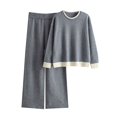thumbnail image 3 of Jinhomg Casual Sweater Lounge Sets for Women 2 Piece Fall Comfy Knit Sweater Outfits Long Sleeve Crew Neck Top and Elastic Waist Pant Winter Saving Gray Free Size, 3 of 10