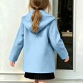 thumbnail image 6 of Girls Hooded Single Coat, Kids Solid Color Mid Length Button Down Trench Outerwear, Long Sleeve Warm Overcoat with Side Pockets for Fall Winter(Light Blue,6-7 Years), 6 of 6