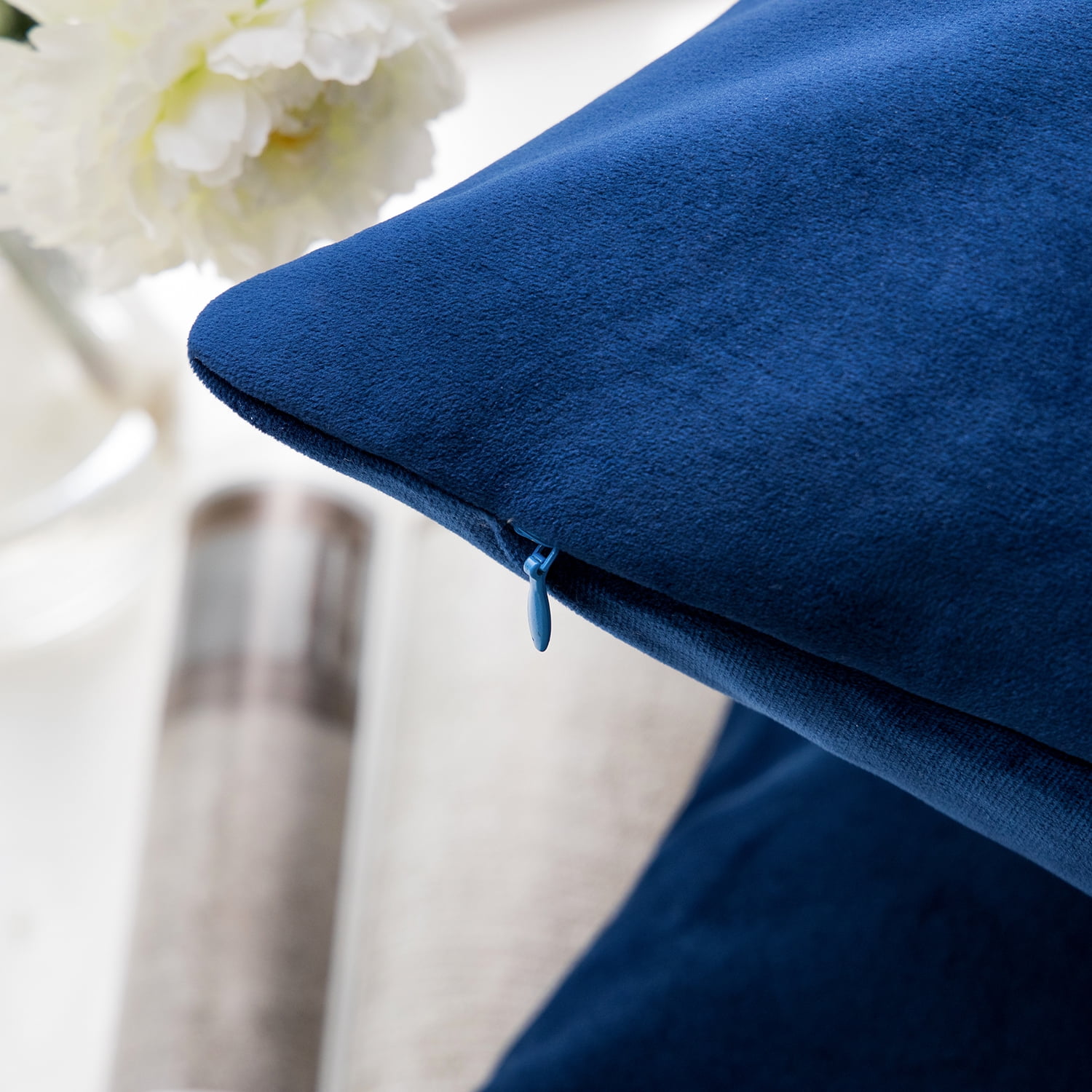 Phantoscope Christmas holiday Decorative Throw Pillow with insert, Silky Velvet Series, 22" x 22", Dark Blue, 1 Pack