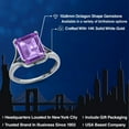 thumbnail image 2 of Gem Stone King 14K White Gold Purple Amethyst Solitaire Engagement Ring for Women (4.50 Cttw, Emerald Cut 11x9MM, Gemstone Birthstone), 2 of 6