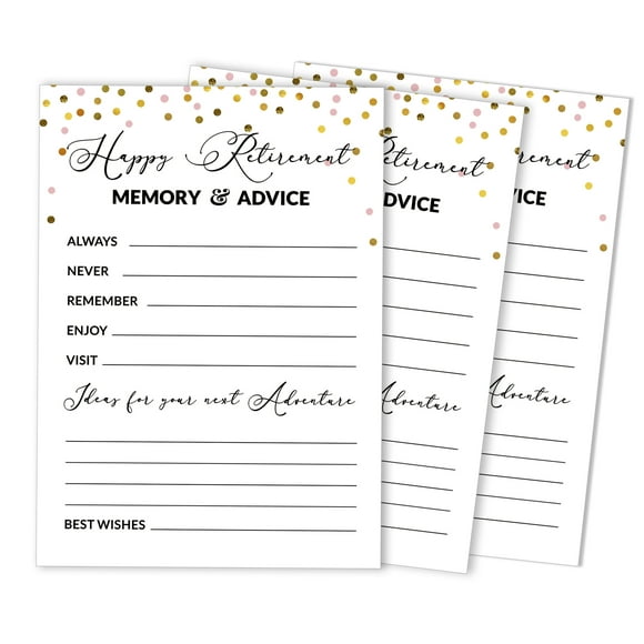 Inkdotpot Pack Of 50 Confetti Advice & Wishes For Retirement Party, Game Activity For Retirement Party Celebration, Guestbook Alternative 5X7 inches