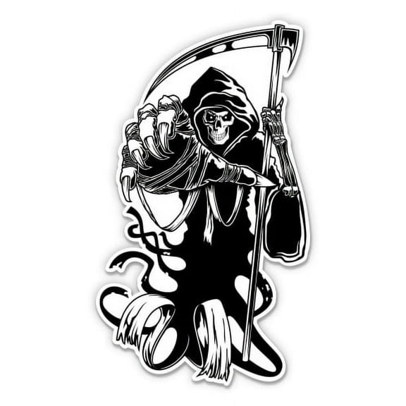 Death Reaper Scary - 3" Vinyl Sticker - For Car Laptop Water Bottle Phone - Waterproof Decal
