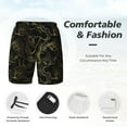 thumbnail image 3 of Cauagu Gold Gloss Outline Floral Print Mens Swim Trunks Quick Dry Board Shorts Swim Shorts with Compression Liner Bathing Suits-XX-Large, 3 of 6