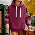 thumbnail image 4 of Wensltd Spring Hooded Sweatshirt for Women Casual Solid Color Round Neck Long Sleeve Pullover Blouse, 4 of 6
