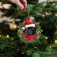 thumbnail image 2 of BNNG French Christmas Pug Ornament - Acrylic Hanging Tree Decoration for Dog Lovers, Cute Gift for Women and Mom, Unique Pug Themed Holiday Home Accent, 2 of 6