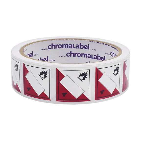 1" x 1" Permanent Durable D.O.T. Hazard Labels: Class 4 Blank Combustible, 250/Roll