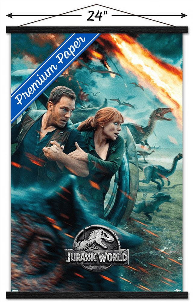 Jurassic World: Fallen Kingdom - One Sheet Wall Poster with Wooden Magnetic Frame, 22.375" x 34"