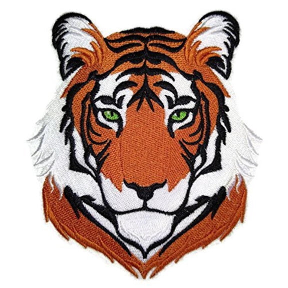 Royal Bengal Tiger face Embroidered Iron on/Sew Patch [5" X 5.5"]