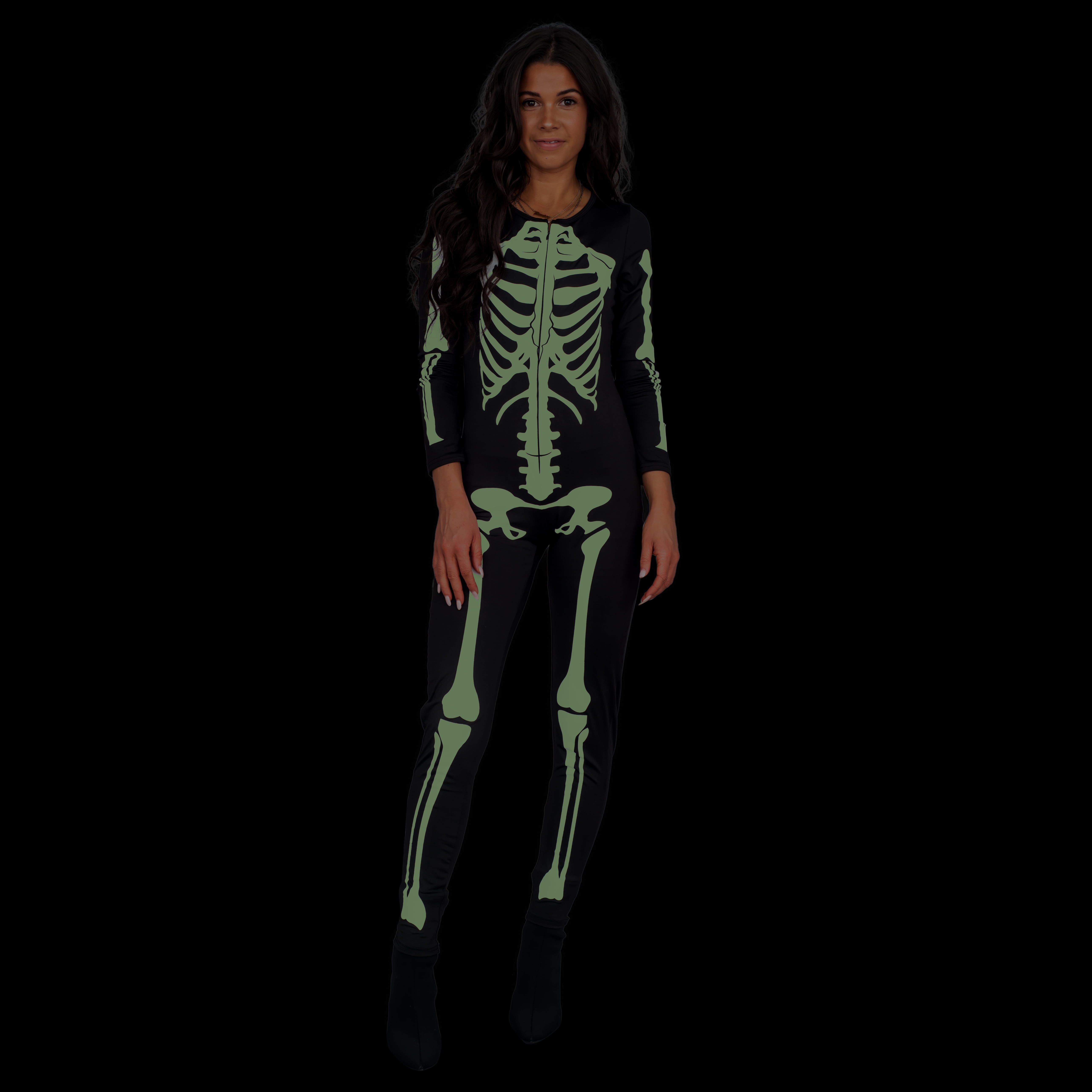 Skeleton Costume Jumpsuit Women's Halloween Costume in the Dark Cosplay -