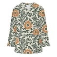 thumbnail image 4 of Button Down Shirts Women, 2025 Trendy Cotton Plus Size Long Sleeve V Neck Floral Spring Graphic Tunic, Orange S-3XL, 4 of 4