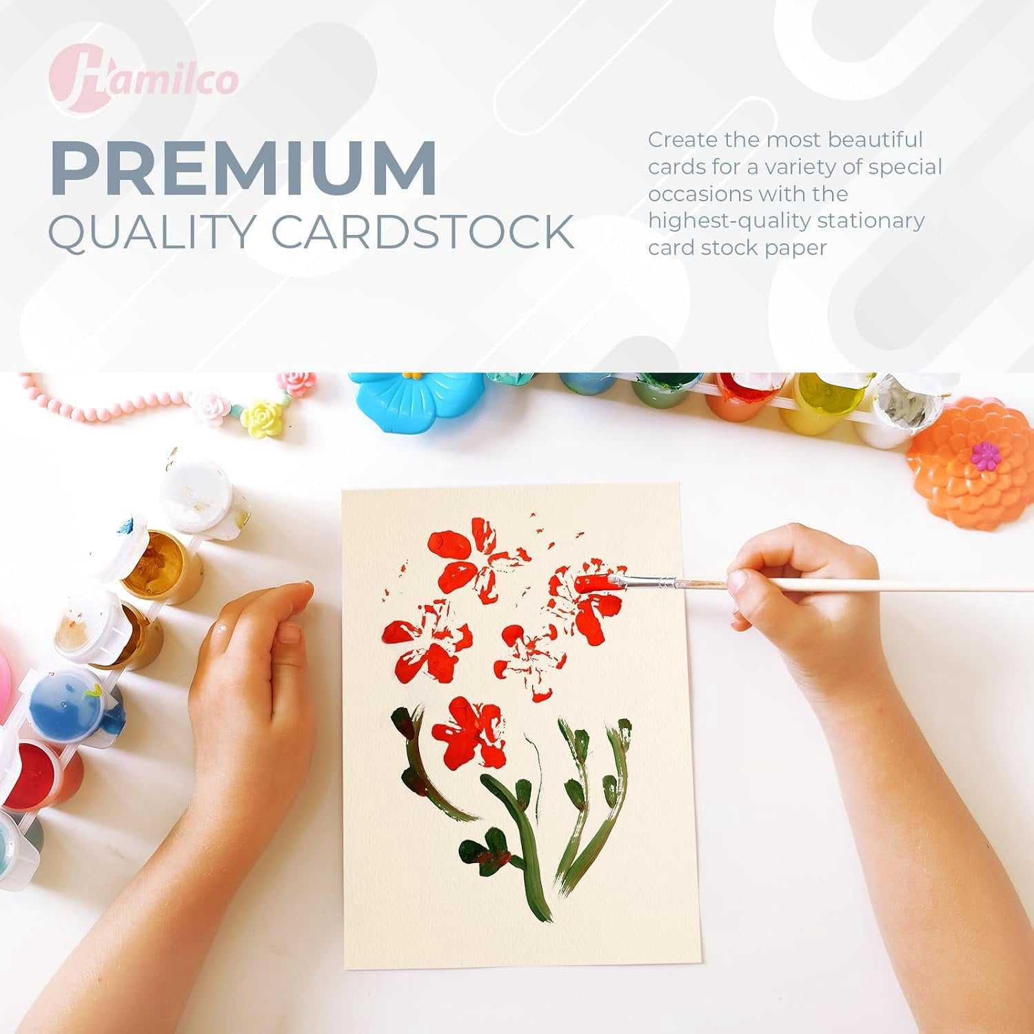 Cream Colored Cardstock Printer Paper By Hamilco 100-Pack- 8.5 x 11 Thick Card Stock For Card Making- 80lb Heavyweight Stationery Card Stock Paper Cover- Great For Invitations, Birthdays, Brochures