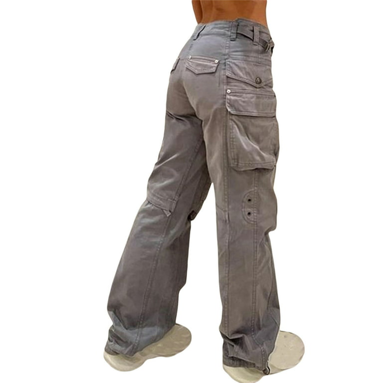 Vintage Y2K Cargo Pants For Women High Waist, Straight Leg