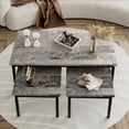 thumbnail image 4 of Homhougo Marble Coffee Table and End Table Sets Living Room Stacking Accent Table in Gray, 4 of 8