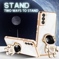 thumbnail image 4 of for Samsung Galaxy S21 Plus Case with Astronaut Stand, Women Girls for Galaxy S21 Plus Cases, Girly Cute 6D Space Astronaut Hidden Kickstand Design Phone Cover for S21 Plus 6.7 Inch White, 4 of 11