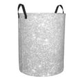 thumbnail image 2 of Fotbe Laundry Hamper With Durable Leather Laundry Basket Silver Glitter Thickened Waterproof Round Collapsible Laundry Hamper, Dirty Clothes Laundry Basket, 2 of 8