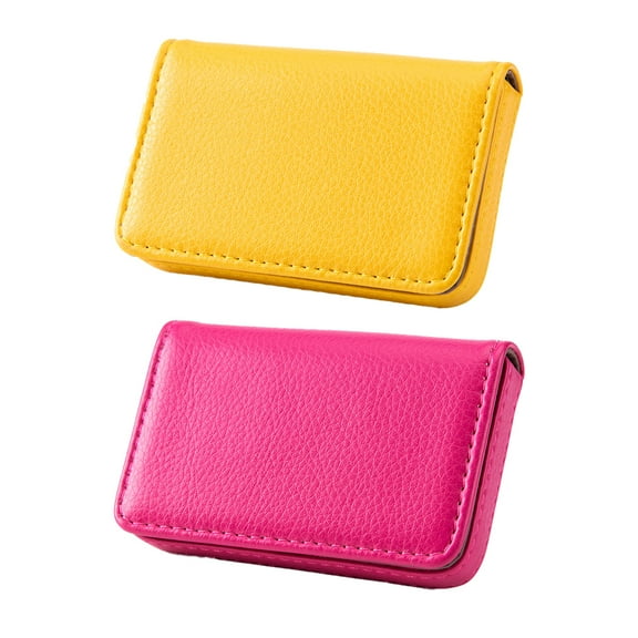 PU leather pocket credit card holder, business card holder, magnetic closed business card holder-Yellow Rose Red