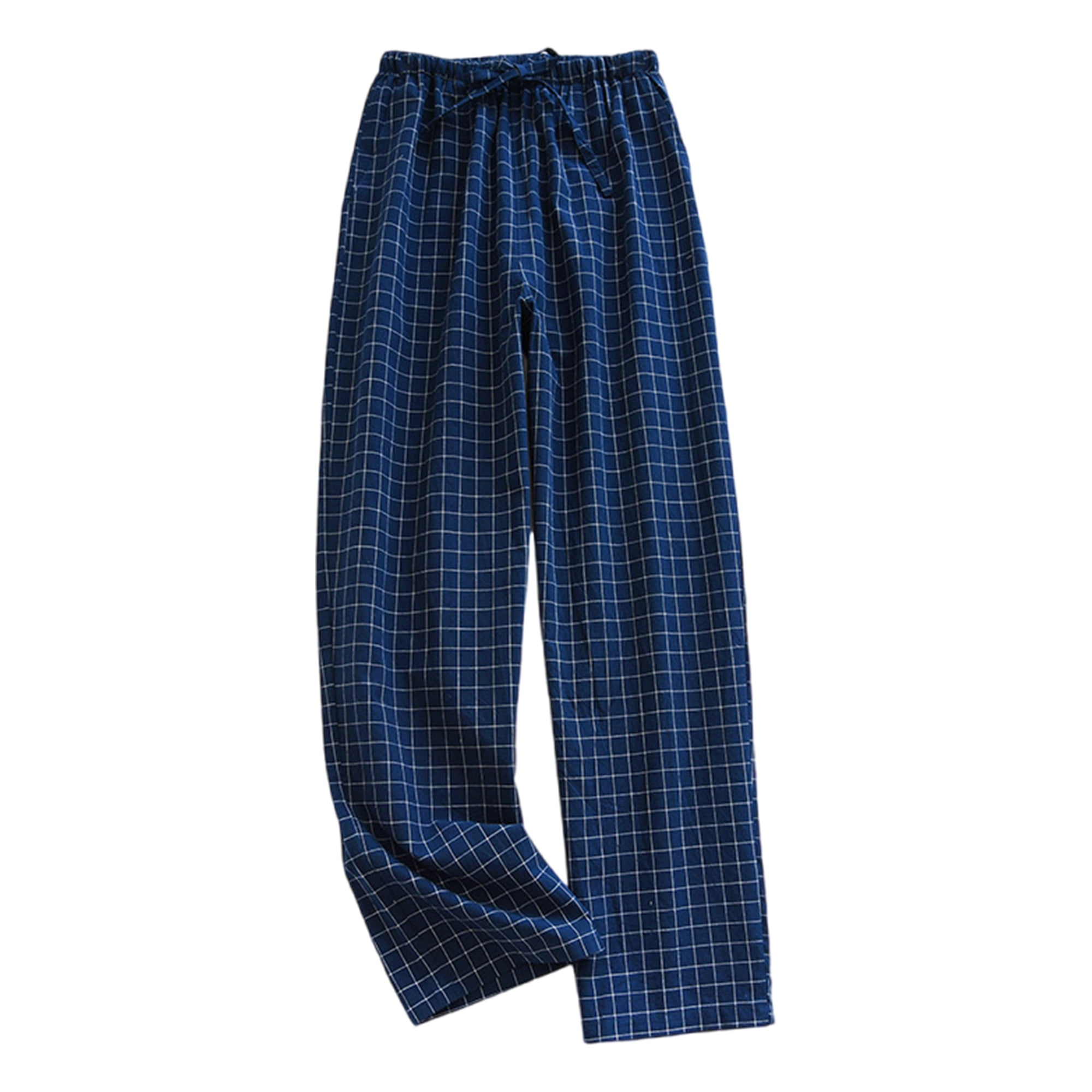 MAWCLOS Mens Sleepwear Casual Pajama Pants Buffalo Plaid Pj Bottoms Baggy Sleep Elastic Waist Lounge Pant Navy Blue 2XL