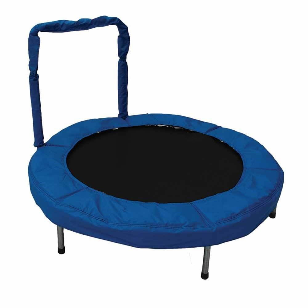 JumpKing 48Inch Bouncer Kids Mini Small Trampoline with Handrail, Blue