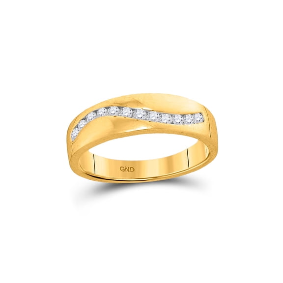 Diamond Princess 10kt Yellow Gold Mens Round Diamond Wedding Band Ring 1/4 Cttw