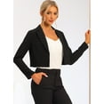 thumbnail image 2 of DARING DIVA Women's Notched Lapel Business Cropped Blazer XS Black, 2 of 6