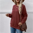 thumbnail image 5 of XPMWRP Women Raglan Long Sleeve Round Neck Sweatshirts Cute Loose Fit Lightweight Pullover Tops with Side Pockets Wine S, 5 of 6