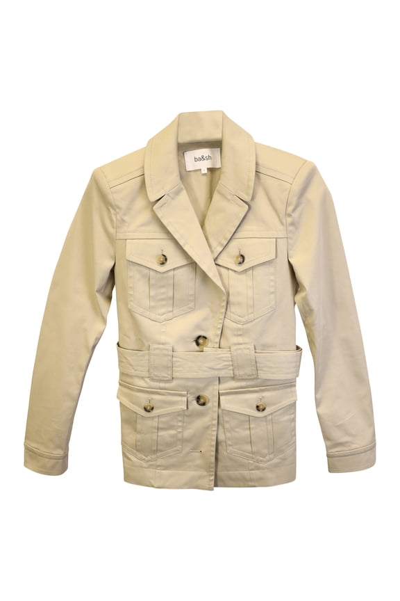 Pre-Owned Ba&Sh Belted Jacket in Beige Cotton