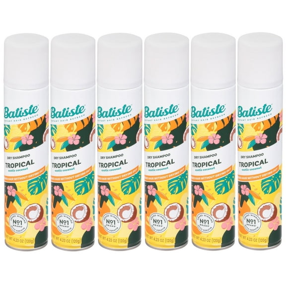Batiste Instant Hair Refresh Dry Shampoo Tropical Exotic Coconut Fragrance, 4.23 oz - 6 Pack