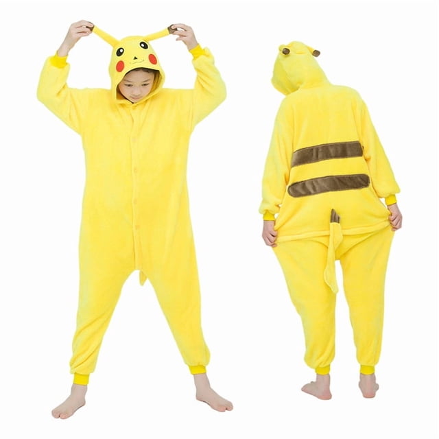 Mono de pijama de franela de felpa azul con puntadas Kigurumi