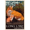 thumbnail image 1 of Long Lake, New York, The Adirondacks, Fox and Kit, Letterpress (36x54 Giclee Gallery Art Print, Vivid Textured Wall Decor), 1 of 3