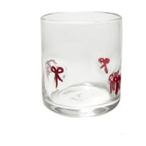 BOSALY 14 oz Charm Christmas Inlay Double Old Fashioned Glass, Christmas Decorations for Home Room Table Decors, 4.33" Xmas Drinking Cup with Patterns for Water Wine Juice, Unique Christmas Gifts