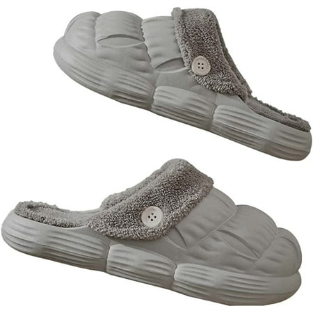 

PIKADINGNIS Women Men Cozy Soft Fluffy Fur Bubble Cloud House Shoes Knock-down Dismountable Fleece Lining Indoor Slippers Outdoor