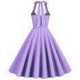 thumbnail image 3 of IBTOM CASTLE Women's Vintage Polka Dot Audrey Dress 1950s Halter Retro Cocktail Prom Dress Rockabilly Wedding Hepburn 50's 60's Party Swing Gown XL Purple, 3 of 8