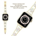 thumbnail image 7 of Compatible with Apple Watch Bands 38mm 40mm 41mm for Women Girls, Stylish Clover Jewelry Diamond Rhinestone Metal Wristband Strap for iWatch Ultra SE Series 9 8/7/6/5/4/3/2/1, Gold, 7 of 7