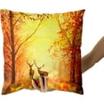 thumbnail image 4 of Golden Autumn Leaves Pillow Covers 20x20 Inch Set of 2, Wildlife Elk Deer Animal Throw Pillow Covers Square Cotton Fall Cushion Cover for Home Couch Sofa Patio Bedroom Livingroom, 4 of 6