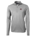 thumbnail image 2 of Men's Cutter & Buck Gray Ohio State Buckeyes Big & Tall Virtue Eco Pique Recycled Quarter-Zip Pullover Top, 2 of 3