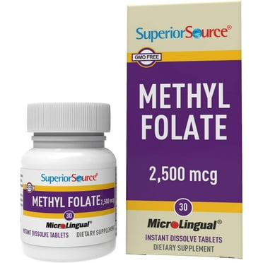 Superior Source Methyl Folate 2,500 mcg - Folate Supplement for Women & Men - Methylated Folate Supplement Supports Healthy Nervous System & Red Blood Cells - 30 Sublingual Dissolving Tablets