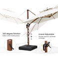 thumbnail image 4 of PURPLE LEAF 11FT Deluxe Square Wood Grain Patio Umbrella with Base, Large Offset Cantilever Umbrella with 360° Rotation, Cream, 4 of 6