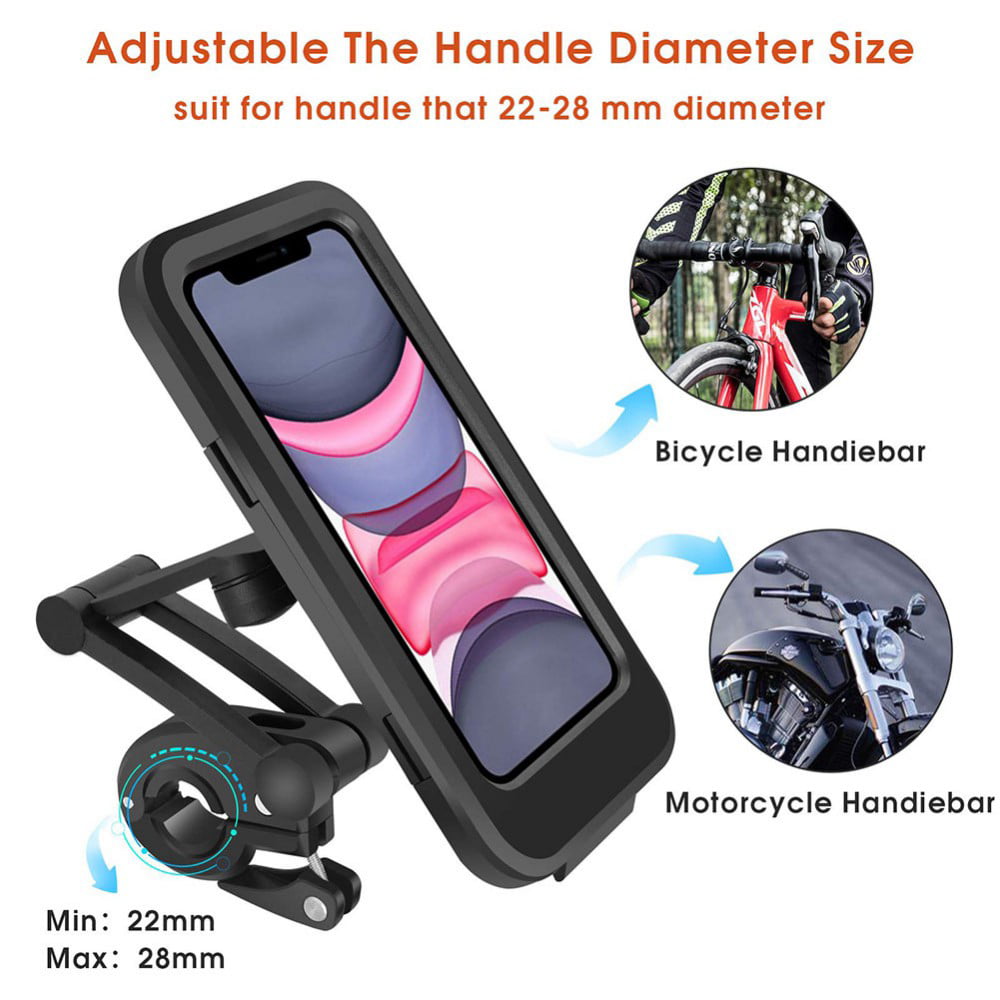 LYYJ Touch Screen Waterproof Universal Mobile Phone Bracket for Bicycles and Motorcycles is Suitable for All Mobile Phone Models Under 7 inches which can be Freely Adjusted by 360 ° Rotation Height 