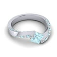 thumbnail image 3 of 1.25 Carat Princess Cut Aquamarine & Aquamarine Gemstone Shiny Anniversary Ring for her 18K White Gold Size 8.5 by Diamond-Capitals, 3 of 8