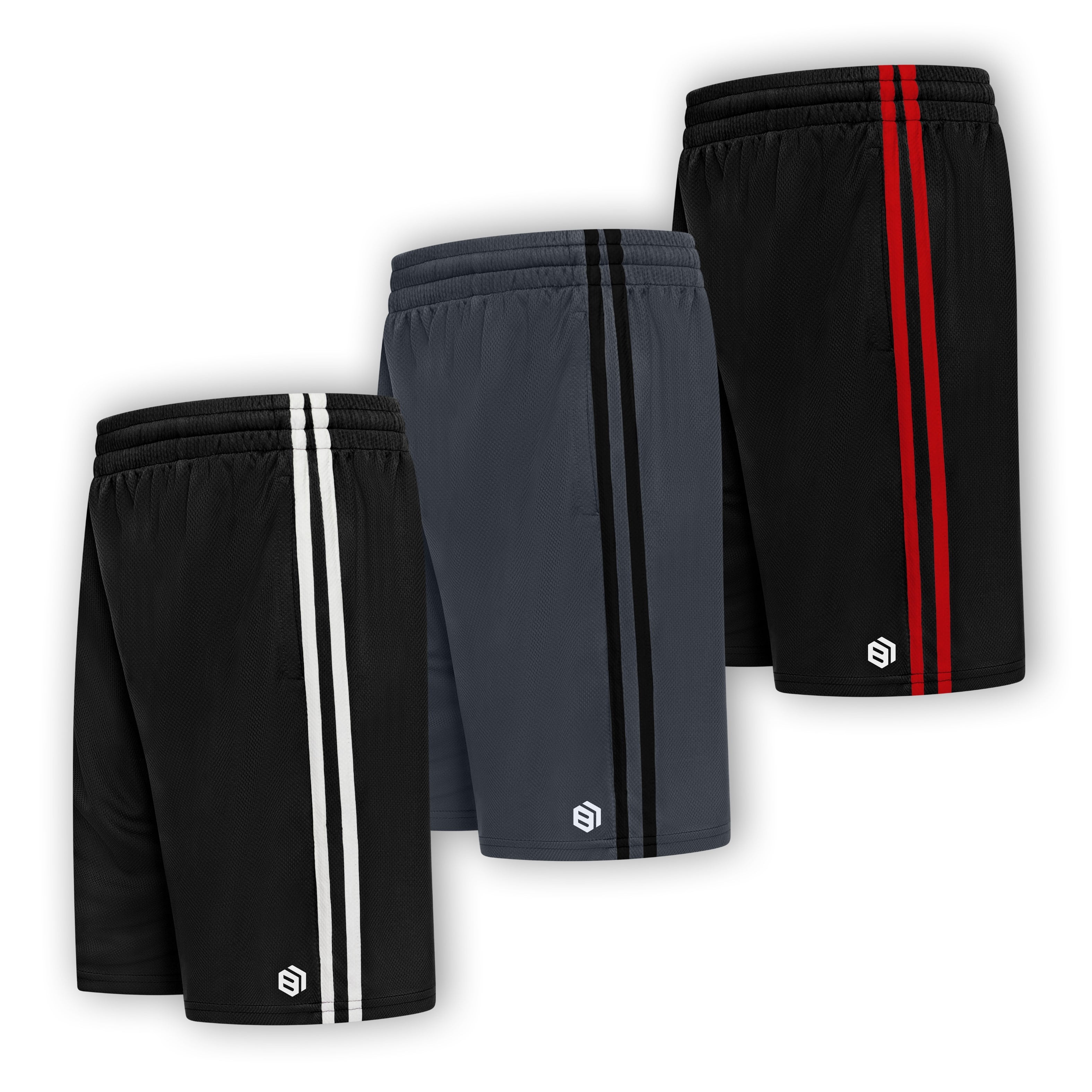 Boys Premium Active Athletic Performance Shorts with Pockets 3 Pack