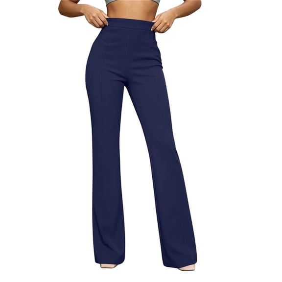 Qingpeng Womens Dress Pants Stretchy High Waisted Business Casual Fall Trendy Office Trousers Pull On Flare Slacks