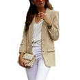 thumbnail image 3 of Avamo Women Business Jackets Long Sleeve Cardigan Jacket Solid Color Blazers Office Plain Coat Slim Fit Open Front Outwear Apricot L, 3 of 4