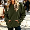 thumbnail image 2 of ZVAVZ Women's Oversized Sweatshirts with Kangaroo Pocket Long Sleeve Crew Neck Sweatshirt Solid Casual Loose Fit Pullovers Army Green S, 2 of 7