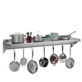 thumbnail image 1 of Ourlova Stainless Steel Shelf Pot Rack, Wall Mounted Shelf with Hooks, 220 lb Capacity Commercial Shelves Metal Shelving, Cookware Organization Storage Rack, 1 of 9